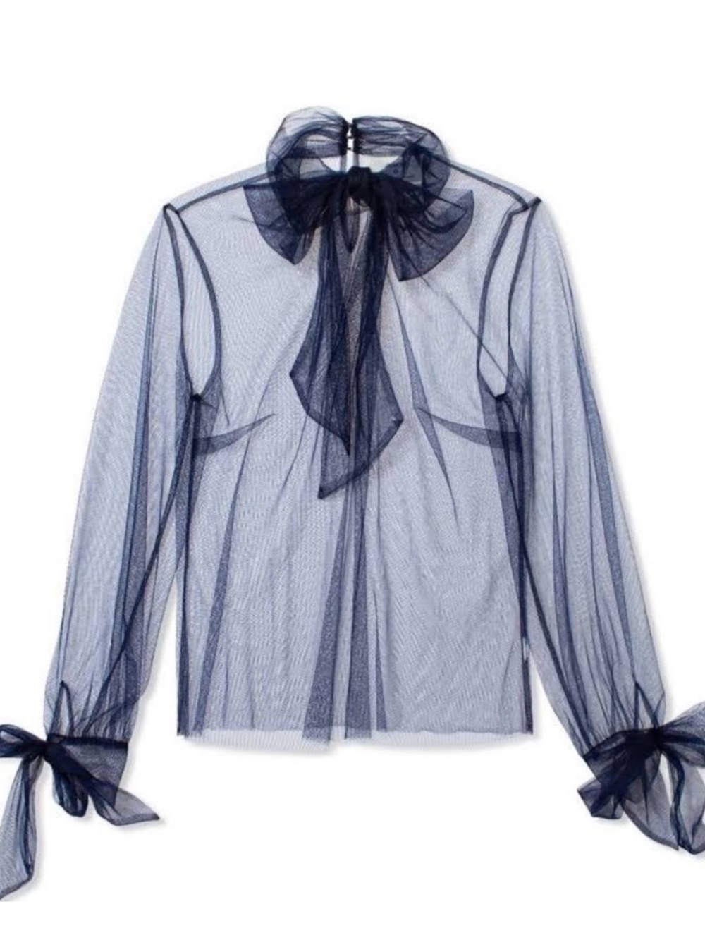 RODARTE TARGET NEW Lavallière Pussybow Bow Neck Tie Mesh Long Sleeve Blouse L